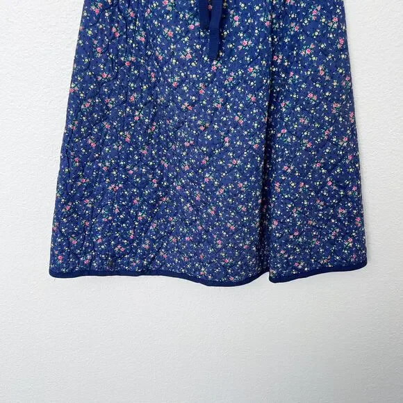 [Vintage] 70s Meadowbank Blue Floral Print Quilted Wrap Skirt A-Line Sz Small S - Picture 8 of 9